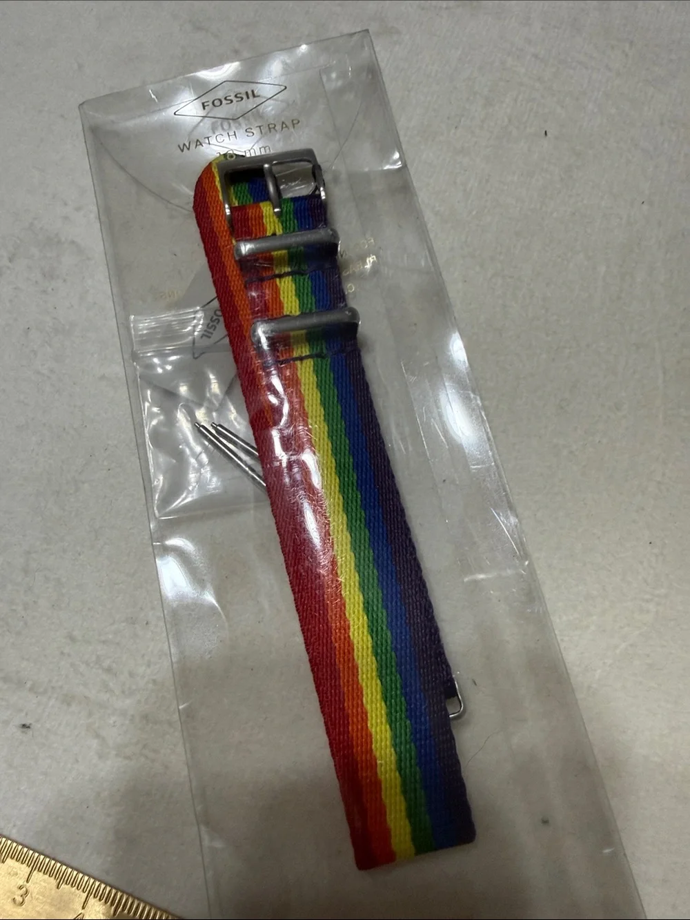 Fossil Rainbow Pride Nylon Watch Strap - Red/Orange/Yellow/Green/Blue/Purple 18